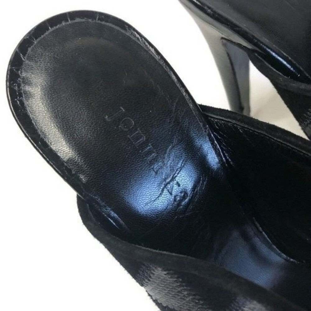 Jenni Kayne mule suede patchwork black embossed crocodile trim stiletto heels - Picture 9 of 9
